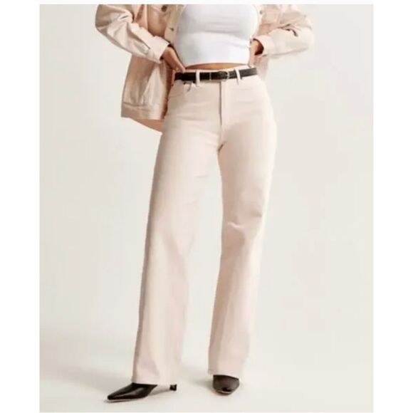 Abercrombie and Fitch The 90's Relaxed Fit Light Pink Curve Love Size 2L NWT - Picture 1 of 6